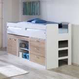 Hochbett mit Stauraum Wei&szlig; Eiche Sonoma Pharao24 - 1
