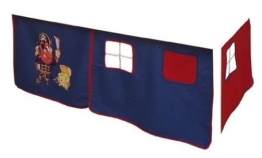 Vorhang Hochbett, Kinderbett Pirat Stoff 3-teilig blau-rot incl.Kebeklett - 1