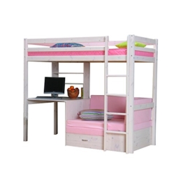 Thuka Hochbett 90x200 Kiefer massiv Bett Kinderbett Gästebett Schreibtisch - 1